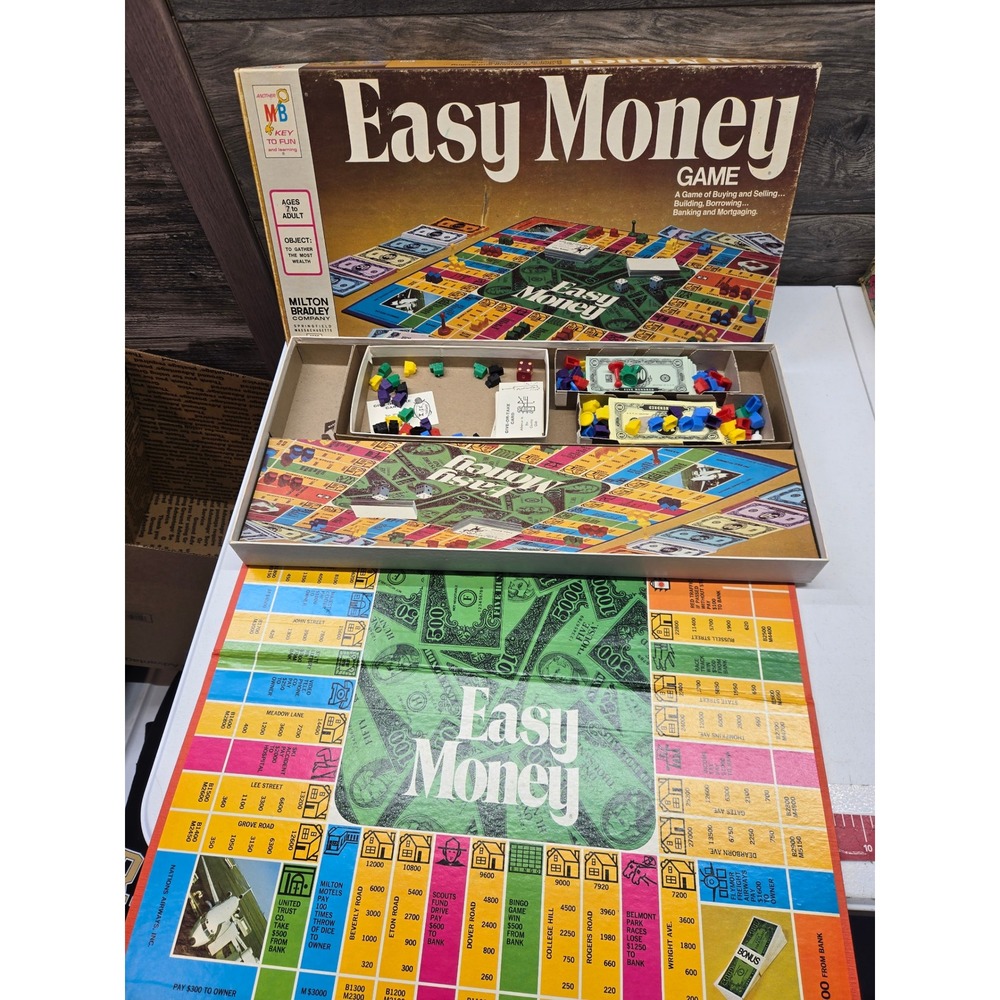 Vintage 1974 Milton Bradley Easy Money Board Game Retro Real Estate Strategy